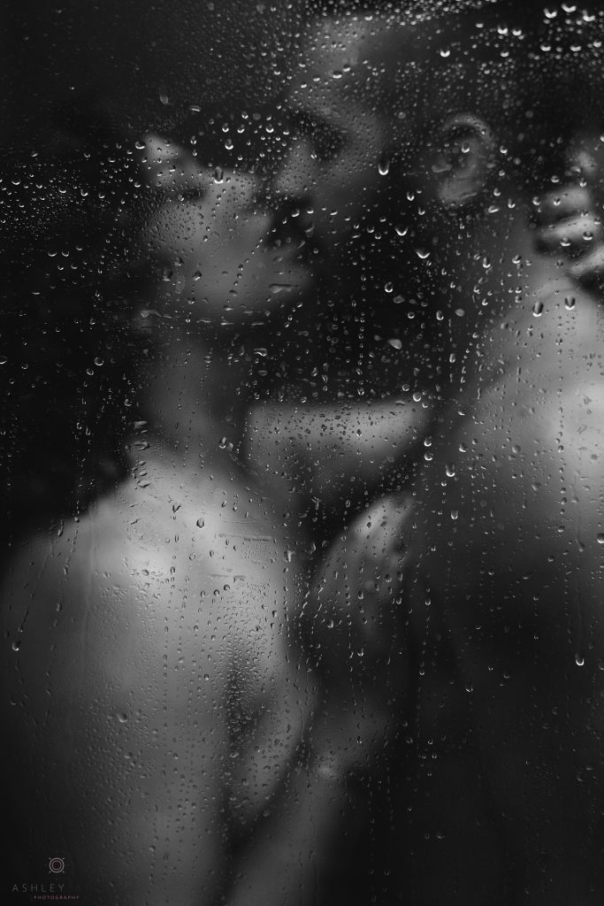 Boudoir image shower scene