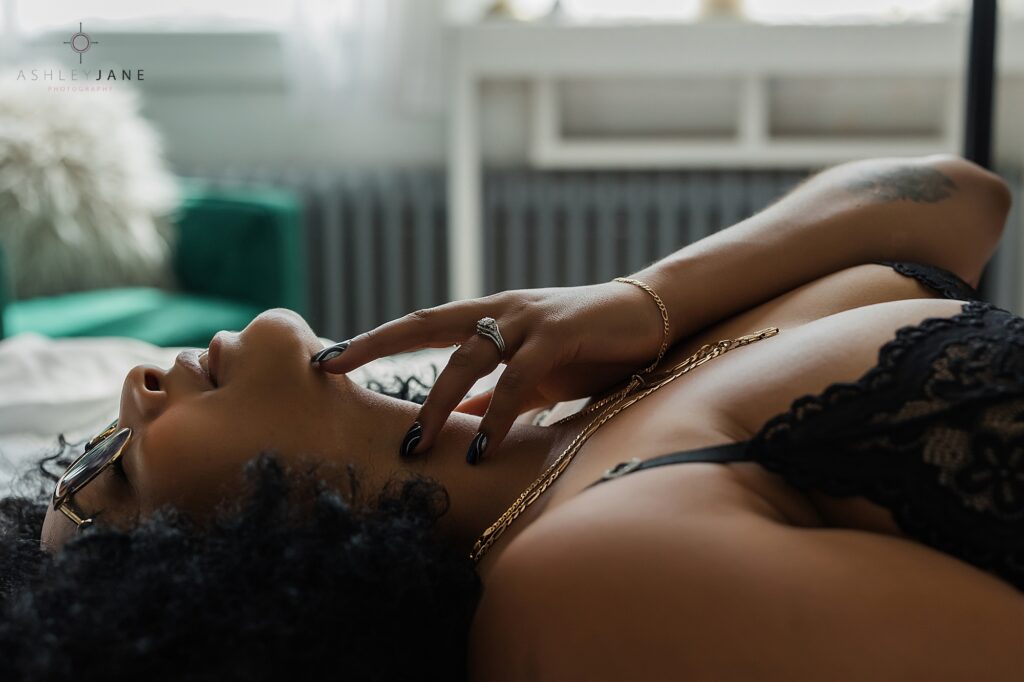 Soft romantic boudoir portrait postpartum confidence Florida